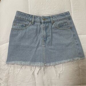 Edikted Frayed Hem Denim Mini Skirt